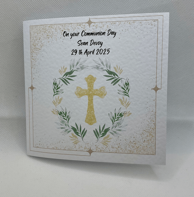 Personalised Religious card . Beautiful cross design.