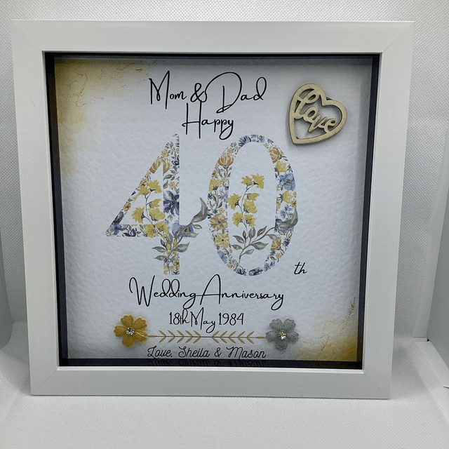 Handmade, personalised Anniversary frame for couples.