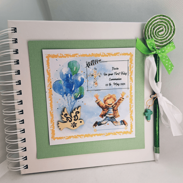 Personalised communion and confirmation card for boys. Handmade gift card.