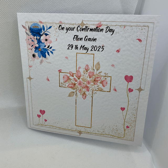 Personalised Religious card. Beautiful cross design.