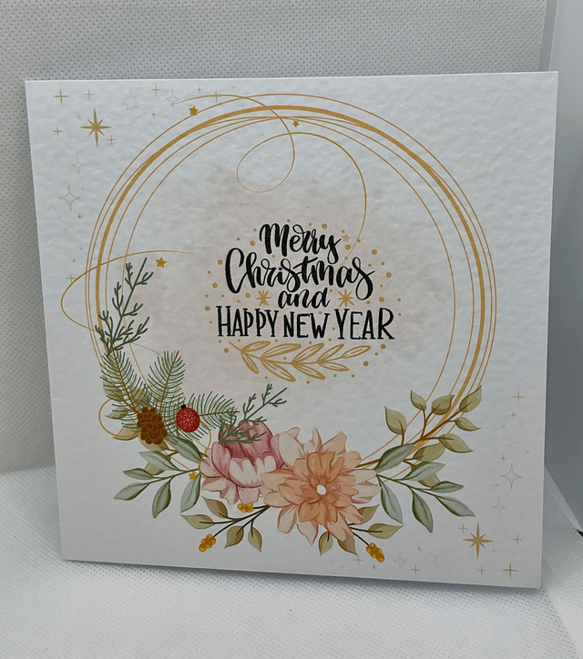 Personalised Christmas card. Floral design.