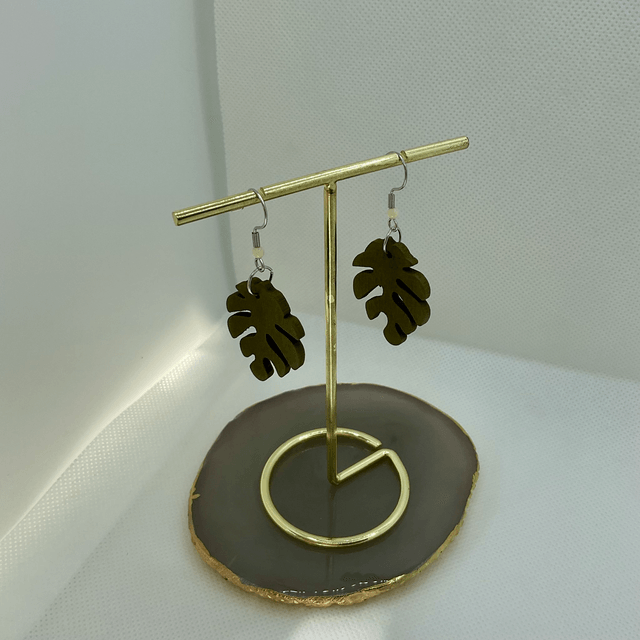 Wooden leaf earrings. Handmade