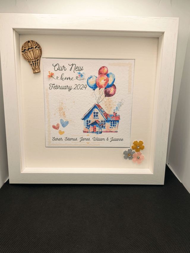 New home/ house warming personalised photo frame. Handmade frame. Family gift.