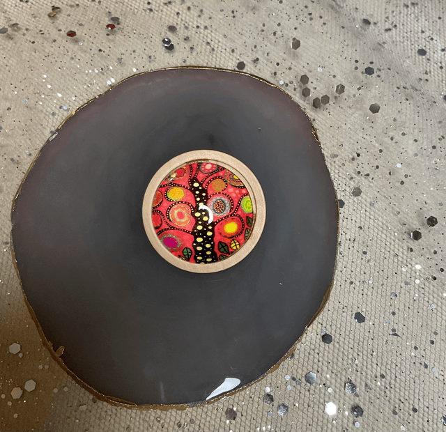 Handmade colourful brooches. Beautiful printed cabochon design.