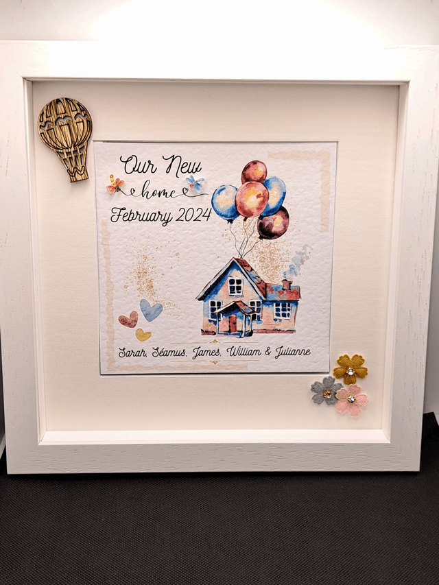 New home/ house warming personalised photo frame. Handmade frame. Family gift.