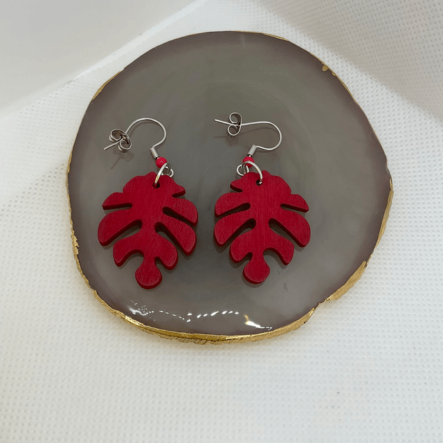 Wooden leaf earrings. Handmade