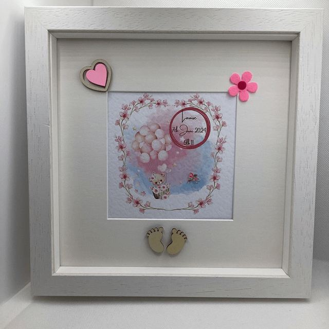Personalised Christening and New Baby frame. Beautiful Handmade gift.