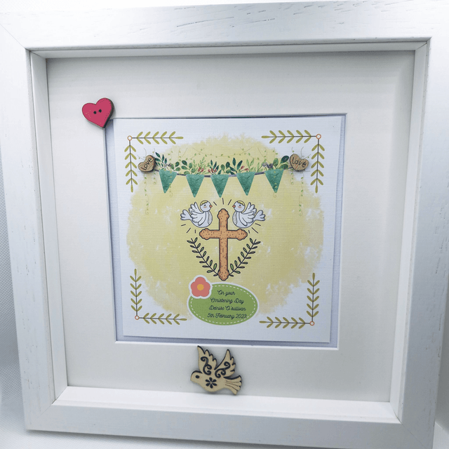 Personalised Christening  and Communion photo album. Scrapbook keepsake book and personalised frame set.