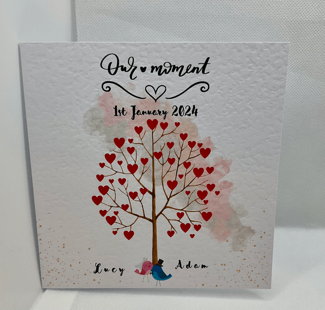 Personalised Wedding and engagement  card with couple’s name. Mr & Mrs bird design. Personalised items available.
