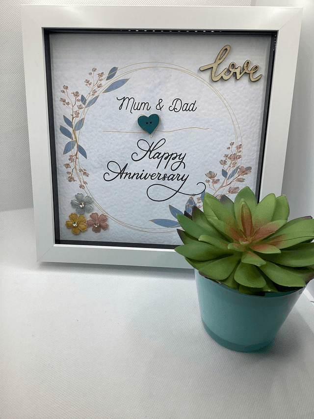 Handmade, personalised Anniversary frame.