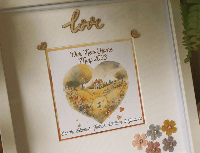 Personalised New Home/ Family frame. Beautiful Family keepsake.