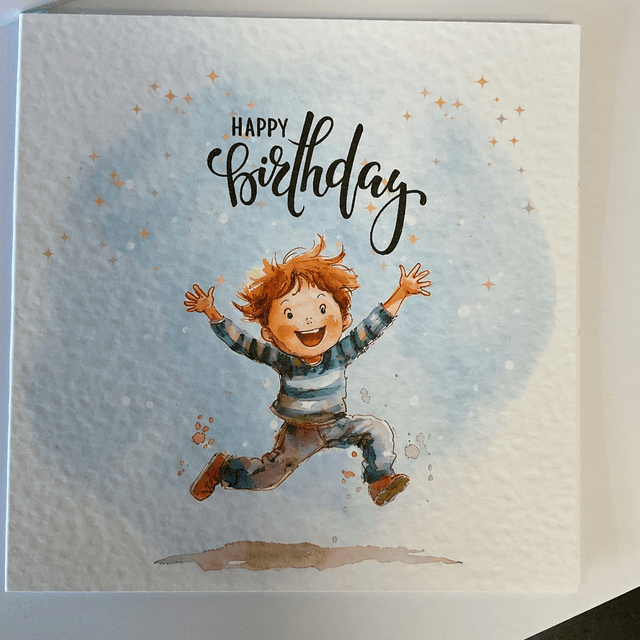 Birthday Card. Cute boy design.Fully customisable.