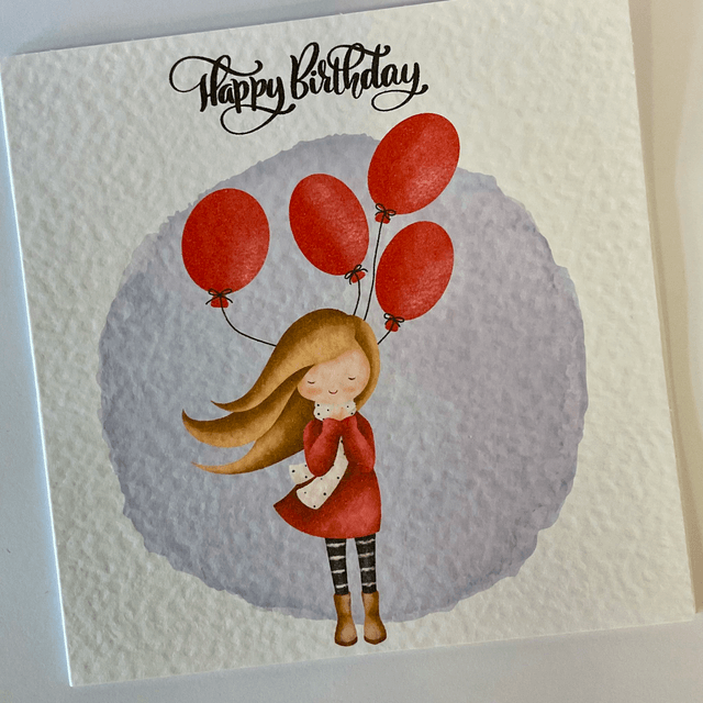 Birthday Card. Cute girl design.Fully customisable.