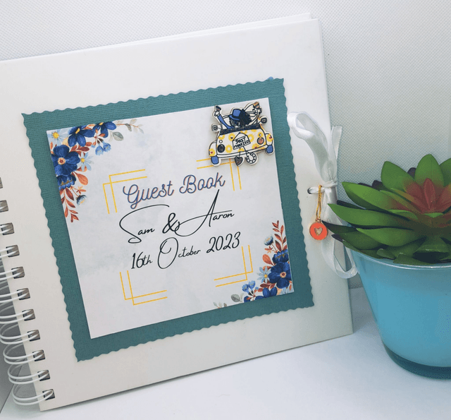 Personalised Wedding Guest book  with FREE pen and pendant . Handmade.