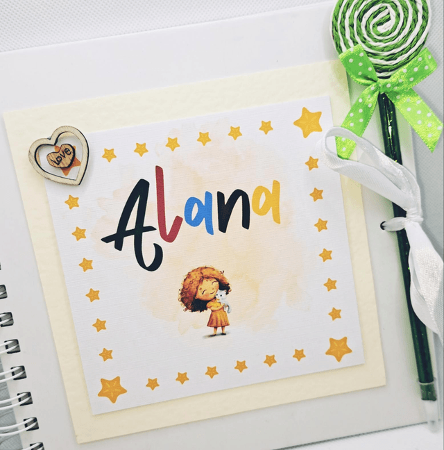 Personalised Kids scrapbook photo album, keepsake and photobook. FREE pen and pendant.